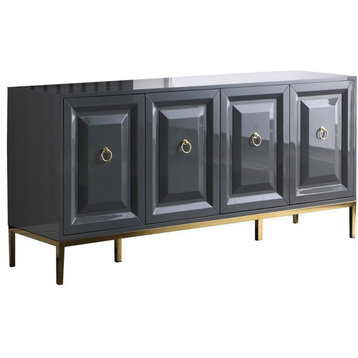 Best Master Furniture Sujay 65" Modern Wood Sideboard with Gold Accents in Gray