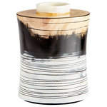 Cyan Design - Snow Flake Vase - An abstract design on this large wood vase is sure to inspire friends and family. Featuring black, white, and walnut wood finishes, the vase is a wonderful decorative addition to a rustic den or casual living room.