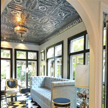 An Impressive Sitting Room with Tin Ceilings