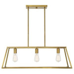 Savoy House - Denton 3-Light Linear Chandelier, Warm Brass - The Denton is simple yet supremely stylish, featuring clean, modern lines, an open metal frame and a trendy brass finish.