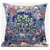 16" Blue Pink Flower Bloom Suede Throw Pillow