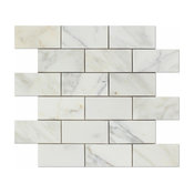 2"x4" Calacatta Gold Marble Brick Tile, Polished