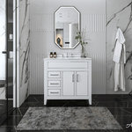 Ancerre Designs - Aspen Bathroom Vanity Set, White, 36" - The breath-taking Aspen collection celebrates fine craftsmanship and materials. Fashion-forward design infused with unique jewelry-like stainless steel metal trims and brackets that are meticulously hand polished. Accented with sculptural hardware that incorporates classical lines. Ancerre Designs' Aspen collection will be sure to add a touch of luxury to any home.