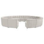 Meridian Furniture - Limitless Velvet Upholstered 15-Piece Modular Sectional, Cream - Invest in your home's comfort with this Limitless15 Piece Sectional. This modular unit offers tons of flexibility in the number of ways that you can put each piece in the Limitless collection together to get the ideal customized look. Upholstered in cream velvet, this beautiful piece is soft and cool to the touch, so you can feel comfortable from every angle. Button and channel tufting add to this unit's upscale look and contemporary charm.