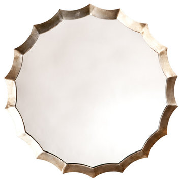 Round Metal Scalloped Mirror