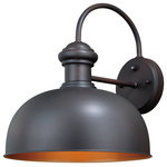 Vaxcel - Franklin 13" Outdoor Wall Light Oil Burnished Bronze and Light Gold - Franklin is a traditional barn light style piece that blends well with transitional, farmhouse, cottage, and loft interiors and exteriors. Bring a level of sophistication to your trendy urban style. Ideal for your porch, entryway, garage, or any other area of your home.