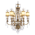 Livex Lighting - La Bella Chandelier, Hand-Painted Vintage Gold Leaf - A neoclassical influence is merged with the glamour of high fashion in this beautiful chandelier. The exquisite look features generous scrolls topped with a warm glow from the hand crafted gold dusted glass shades. K9 crystal accents further decorate the intricate frame which comes in a rich vintage gold leaf finish.