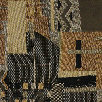 Gold, Grey and Black Large Scale Southwest Style Upholstery Fabric By The Yard