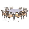 Traditions 9-Piece Dining Set With 60" Square Table, Tan/Bronze