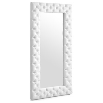 Modrest Legend Modern White Bonded Leather Floor Mirror