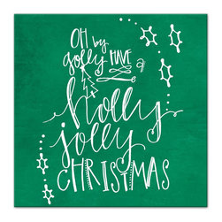 DDCG - Green "Holly Jolly Christmas" Canvas Wall Art, 20"x20" - Prints And Posters