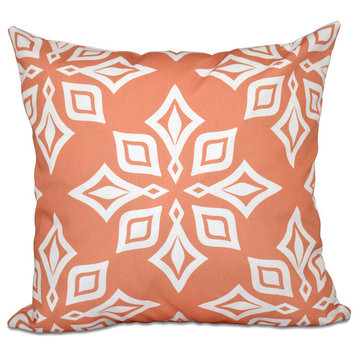 Beach Star, Geometric Print Pillow, Coral, 20"x20"