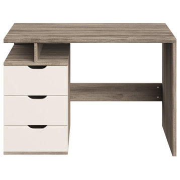 Contemporary Desk, Attached 3-Drawer