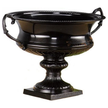 Serene Spaces Living Antique Black Trophy Urn, 10" Diameter & 8.5" Tall