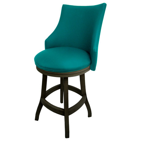 Swivel Wood Counter Bar Stool 26", Bellissima, Teal - Dark Shadow