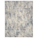 Nourison - Calvin Klein CK022 Infinity 7'10" x 9'10" Ivory Grey Blue Modern Indoor Area Rug - With its artful, vertical stripe pattern, this abstract rug from the Calvin Klein Infinity collection brings a subtle surge of energy to your space. The distressed design is presented in calming shades of blue, grey, and ivory. Machine-made for modern living from durable, softly textured fibers that are easy to clean.