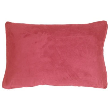 Pillow Decor Box Edge Royal Suede Pink Throw Pillow, 14"x22"