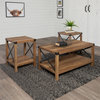 Pemberly Row 3-Piece Rustic Wood and Metal Coffee Table Set in Rustic Oak