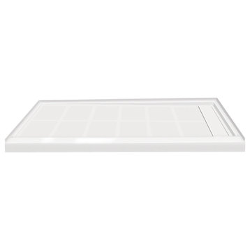 Transolid Linear 60"x36" Rectangular Shower Base With Right Hand Drain, White