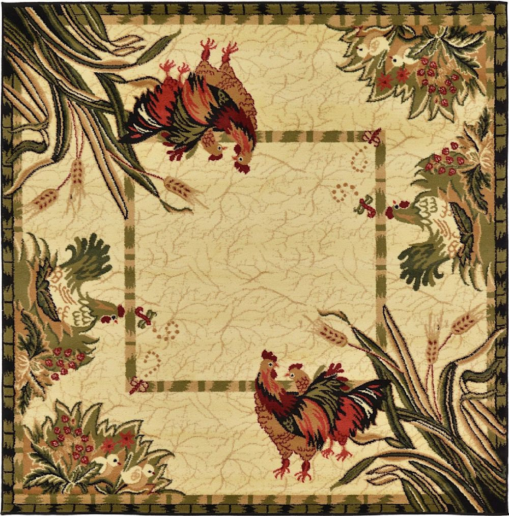 Country & Floral Area Rug Farmland Collection, Square 6' - Farmhouse ...