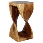 Kammika Import Export Co., Ltd (Thailand) - Haussmann® Original Wood Twist Stool 12 X 12 X 23 In High Walnut Oil - Need a unique functional one of a kind accent table that doubles as a stool?