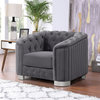 Furniture of America Ellon Glam Fabric Tufted Chair in Dark Gray