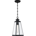 Quoizel - Paxton One Light Mini Pendant, Matte Black - Illuminate your home with the Paxton collection. Sleek lines and a tapered silhouette combine to make a timeless statement that is simple yet stylish. Constructed with clear beveled glass and a matte black finish these fixtures are built to last - and can be hung flawlessly both indoors and outdoors.