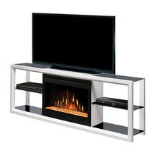 tv stand fireplace silver and blk