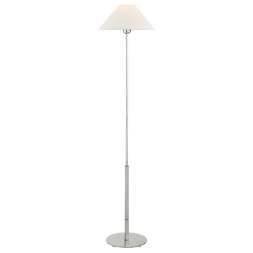 Hackney Floor Lamp in Polished Nickel with Linen Shade