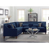 Modern L-Shaped Sofa, Linen Fabric Seat With Sloped Arm & Tufted Back, Navy Blue