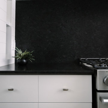 Contemporary Quebec Kitchen with Locally Quarried Saint Henry Black Granite