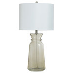 StyleCraft - Elyse Rippled Smoke Glass Body Table Lamp White Shade - Create an eye-catching dynamic within your living room, hallway or bedroom space with the StyleCraft Elyse rippled smoke glass body table lamp. This beautiful indoor table lamp is made from beautiful rippled glass and sports a refreshing exterior finish. Use this lamp to add extra light to your favorite parts of your home.
