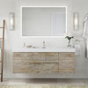 Boutique Bath Vanity, Natural Wood, 60", Single Sink, Wall Mount