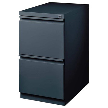 Scranton & Co 2-Drawer Modern Metal Mobile Pedestal File Cabinet in Charcoal