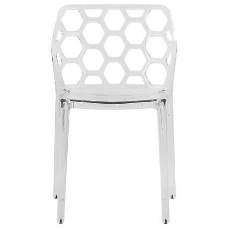 Leisuremod Dynamic HoneyComb Design Dining Chair, Clear