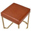 ACME Boice Bar Stool, Light Brown Faux Leather and Gold