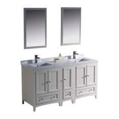 Fresca Oxford 60" Antique White Traditional Double Sink Bathroom Vanity