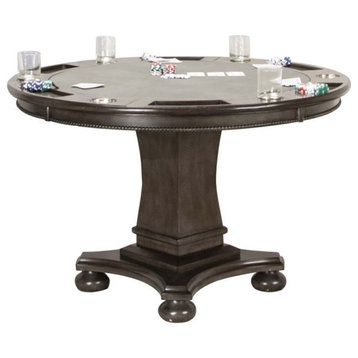 Bowery Hill 48" Round Reversible Top Wood Dining/Poker Table in Gray