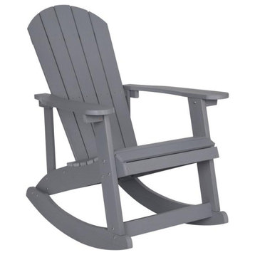 Savannah All-Weather Poly Resin Wood Adirondack Rocking Chair, Light Gray