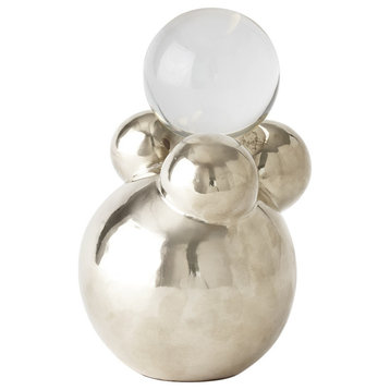 Bubble Orb Holder, Nickel With Crystal Sphere, Small