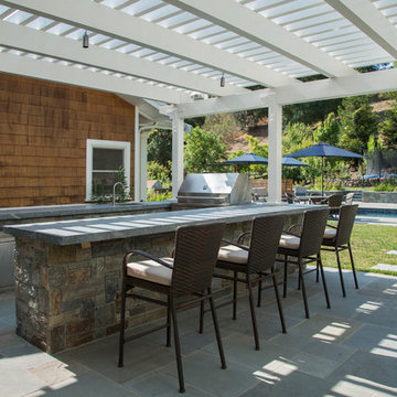 My Houzz: A Family Backyard for Dining, Relaxing, Swimming and Playing