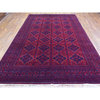 Red Soft and Velvety Wool Hand Knotted Afghan Khamyab Oriental Rug, 8'2"x11'6"