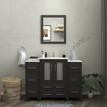 Vanity Art Vanity Set With Ceramic Top, 48", Espresso, Led Touch-Switch Mirror
