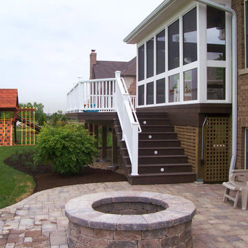 Screen Room with TimberTech Deck & Unilock Patio in Kildeer, IL