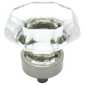 Cosmas 5268SN-C Satin Nickel and Clear Glass Cabinet Knob