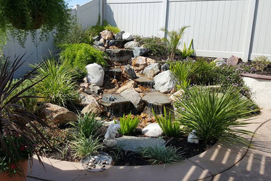 Water Feature, Walls, Stamped Concrete and Landscape
