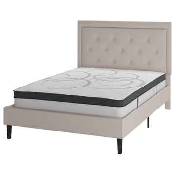 Flash Furniture Roxbury Full Platform Bed Set, Beige, SL-BM10-18-GG