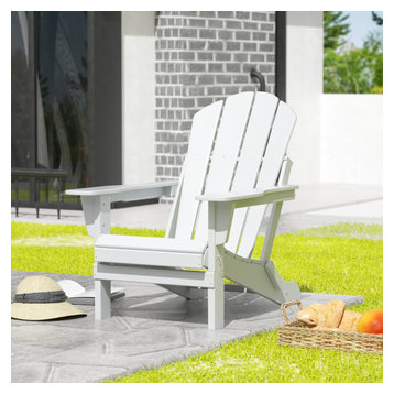 WestinTrends Outdoor Patio Folding Poly HDPE Adirondack Chair Seat, White