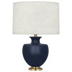 Robert Abbey - Robert Abbey Atlas Brass Accent TL Farmhouse Urn Atlas 25" Vase - Matte - Features Constructed from ceramic Includes an oyster linen shade Includes an energy efficient Medium (E26) base LED bulb High / Low switch Manufactured in the United States UL rated for dry locations Dimensions Height: 25-1/4" Width: 17-1/2" Product Weight: 11 lbs Shade Height: 11-1/2" Shade Top Diameter: 17" Shade Bottom Diameter: 17.5" Electrical Specifications Max Wattage: 150 watts Number of Bulbs: 1 Max Watts Per Bulb: 150 watts Bulb Base: Medium (E26) Voltage: 110 volts Bulb Included: Yes