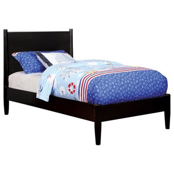 Furniture of America Belkor Solid Wood Full Platform Bed in Black